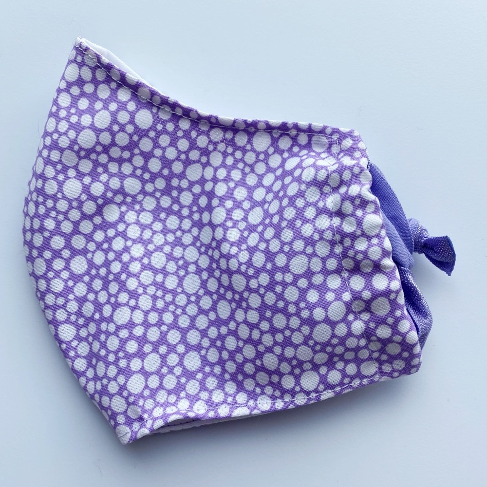 Purple White Polka Dot Fabric Face Mask - Picture 2 of 4